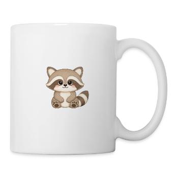 Kuschelwaschbär Illustration - Tasse - Weiß - Rechts