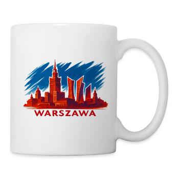 Warschau Skyline Kunst – Warszawa Silhouette - Tasse - Weiß - Rechts