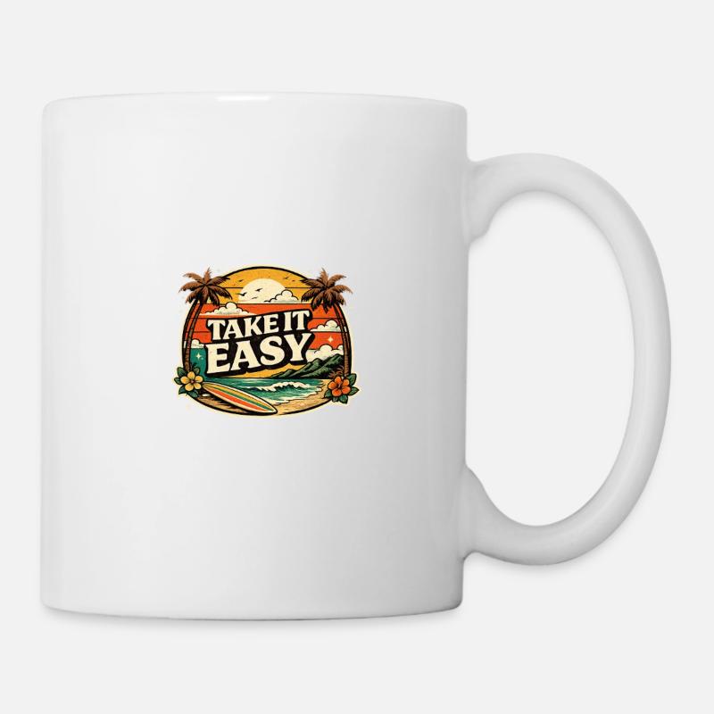 Take It Calm – Design rétro vintage Sunset Beach - Mug blanc - blanc