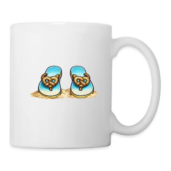 Blue Pretzel Bow Beach Flip Flops - Mug - white - Right