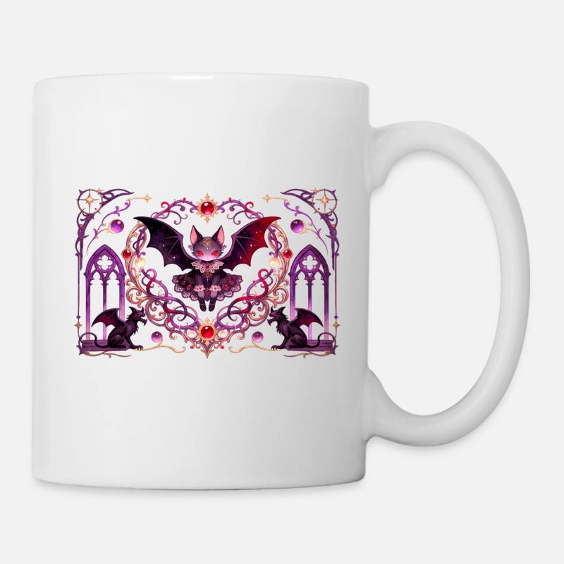 Gothic Vampire Cat Dark Fantasy Witchy Design - Mug - white