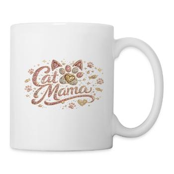 Cat Mama Roségold-Glitzer – Strasssteine & Diamanten C - Tasse - Weiß - Rechts