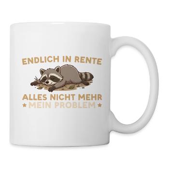 Rente Abschied Kollege Renteneintritt Waschbär - Tasse - Weiß - Rechts