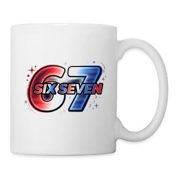 67 Neon – Étoile rouge bleue Design - Mug blanc - blanc - Droite