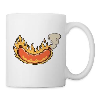 Hot Dog in Flames Cartoon - Mug - white - Right