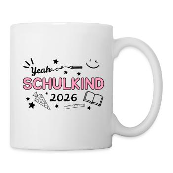 Schulkind Pink Schriftdesign - Tasse - Weiß - Rechts