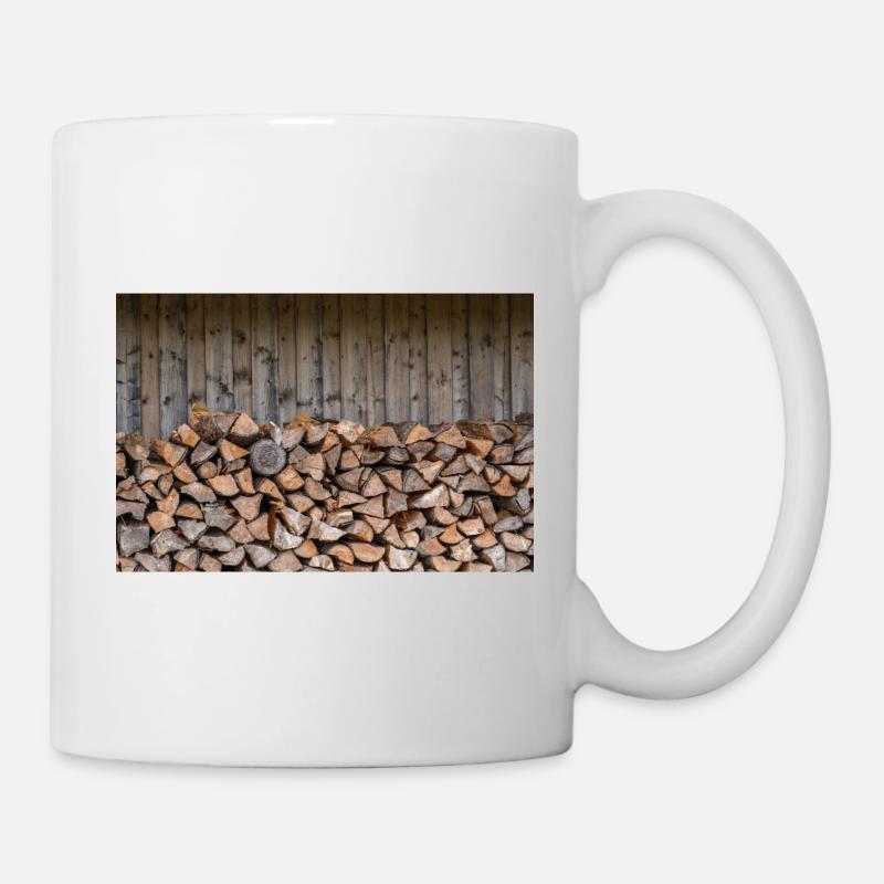 Look nature rustique en pile de bois - Affiche - Mug blanc - blanc