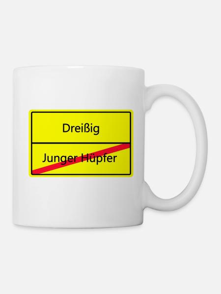 Warnschild Humor: Junger Hüpfler - Tasse - Weiß