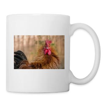 Coq à la lumière du matin - Gros plan, affiche - Mug blanc - blanc - Droite