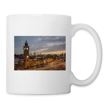 Landungsbrücken am Abend - Poster - Tasse - Weiß - Rechts