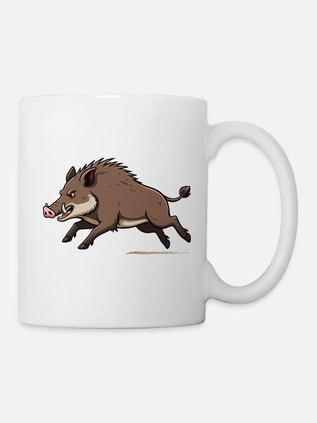 Wildschwein rennt - Tasse - Weiß