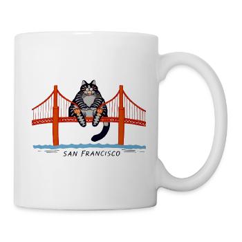 Cat on San Francisco Bridge - Mug - white - Right