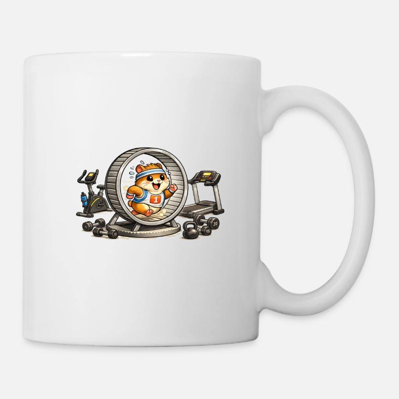 Hamster Athlete on a Wheel - Mug - white