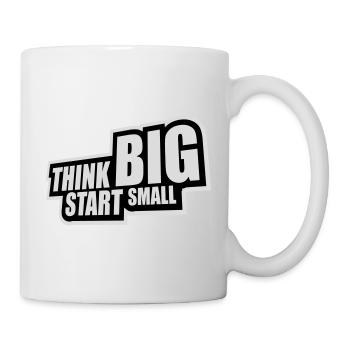 Pensez Grand, Commence, Petit, Motivation, Mentalité, Évolution. - Mug blanc - blanc - Droite