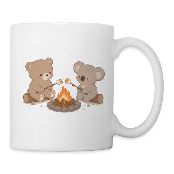 Bear and koala at the campfire with marshmallows - Mug - white - Right