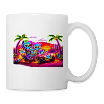 Neon Skull Safari Jeep Vibes - Mug blanc - blanc - Droite