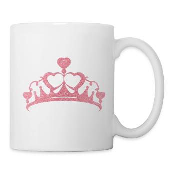 Rosa Glitzerkrone mit Herzen - Tasse - Weiß - Rechts