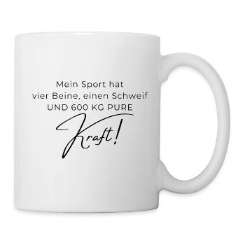 Voltigieren 600 kg Kraft – Pferdesport Geschenk - Tasse - Weiß - Rechts