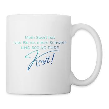 Voltigieren 600 kg Kraft – Pferdesport Geschenk - Tasse - Weiß - Rechts