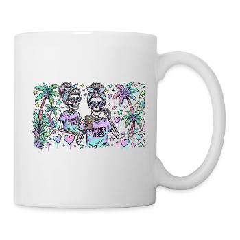 Sommer Vibes Skelettduo - Tasse - Weiß - Rechts