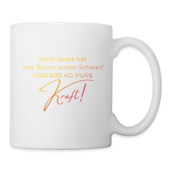Voltigieren 600 kg Kraft – Pferdesport Geschenk - Tasse - Weiß - Rechts