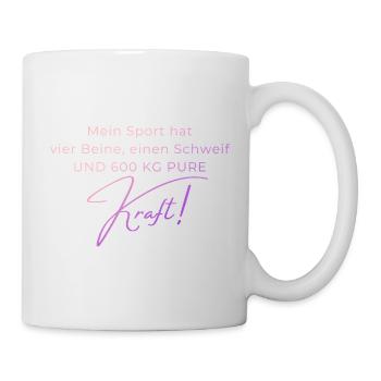 Voltigieren 600 kg Kraft – Pferdesport Geschenk - Tasse - Weiß - Rechts