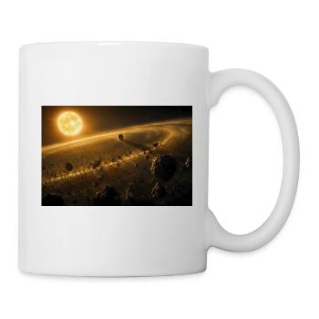 Golden Star Illuminating a Vast Asteroid Belt - Mug - white - Right