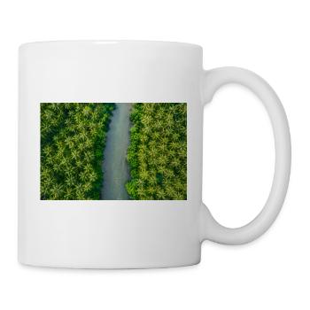 Vue aérienne : plantation tropicale de cocotiers et rivière - Mug blanc - blanc - Droite