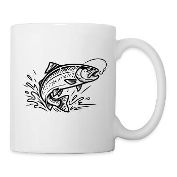 Truite saumon sautant pêche pêche pêche pêcheur pêcheur - Mug blanc - blanc - Droite
