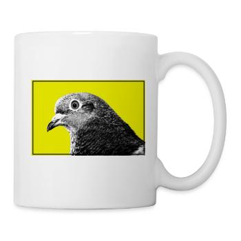 Taubenpop-Porträt auf Gelb - Tasse - Weiß - Rechts