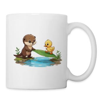 Flussfreund Otter und Ente - Tasse - Weiß - Rechts