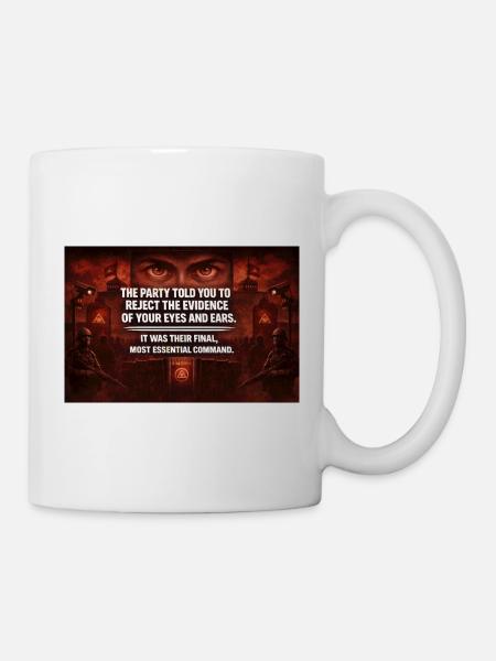 Augen der Kontrolle: Propagandarot - Tasse - Weiß