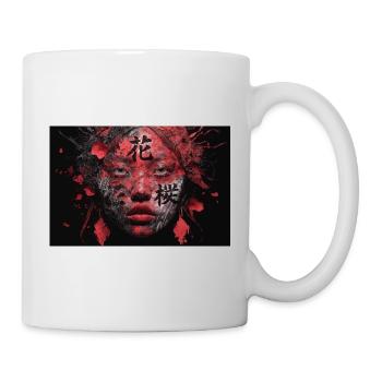 Asia Punk Art Samurai Graffiti Portrait Trend - Tasse - Weiß - Rechts