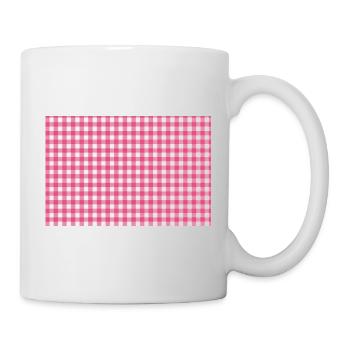 Rosa Gingham-Kariertes Muster - Tasse - Weiß - Rechts