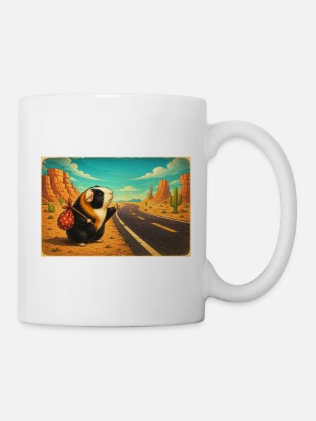 Choupie fait du stop sur route désertique - Mug blanc - blanc