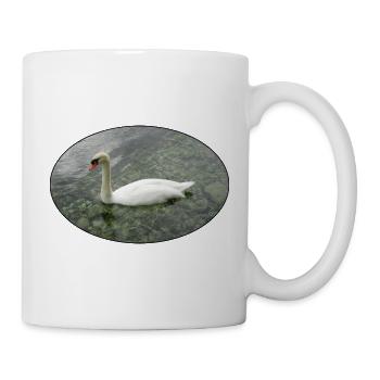 Un cygne nageant. - Mug blanc - blanc - Droite