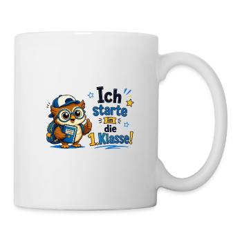 Ich starte in die 1. Klasse Eulen Design - Tasse - Weiß - Rechts