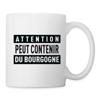 Attention Peut Contenir Du Bourgogne T-Shirt Ca... - Mug blanc - blanc - Droite