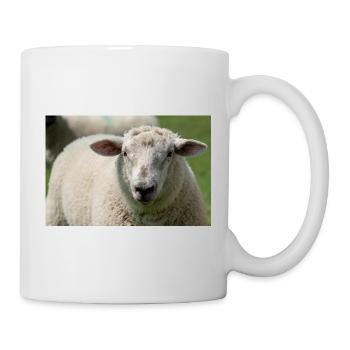 Gros plan d’un mouton - Mug blanc - blanc - Droite