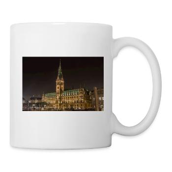 L’hôtel de ville de Hambourg illuminé la nuit - Mug blanc - blanc - Droite