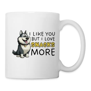 Dessin animé Sibérien Husky Snack Lover - Mug blanc - blanc - Droite