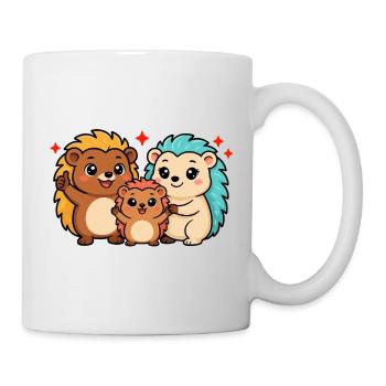 Lustige Igelfamilie - Tasse - Weiß - Rechts