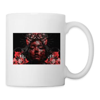 Asia Punk Art Samurai Kunst T-Shirt - Tasse - Weiß - Rechts