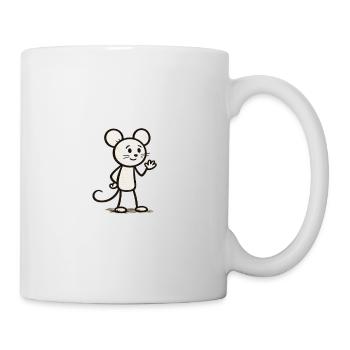 Winkende Mauscharakter Illustration - Tasse - Weiß - Rechts