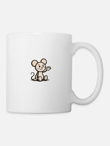 Kuschelige Maus winkt - Tasse - Weiß