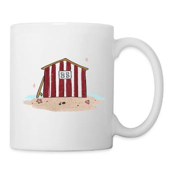 Strandhaus mit roten Streifen - Tasse - Weiß - Rechts