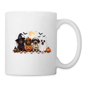 Halloween Dackel Hexe Kürbis Mumie Geist - Tasse - Weiß - Rechts