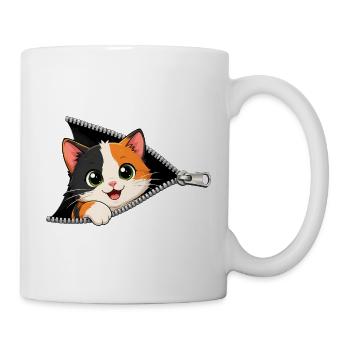 Cute Kitten Zipper Cat - Mug - white - Right