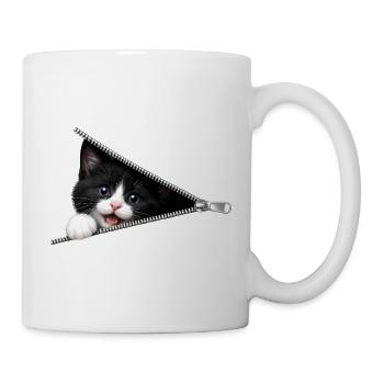 Cute Kitten Zipper Cat - Mug - white - Right