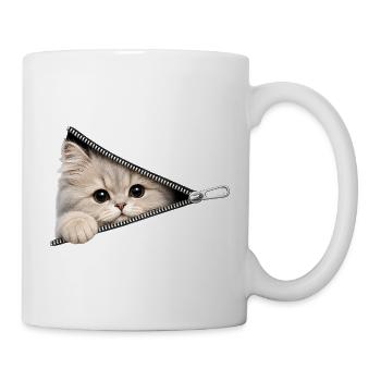 Cute Kitten Zipper Cat - Mug - white - Right